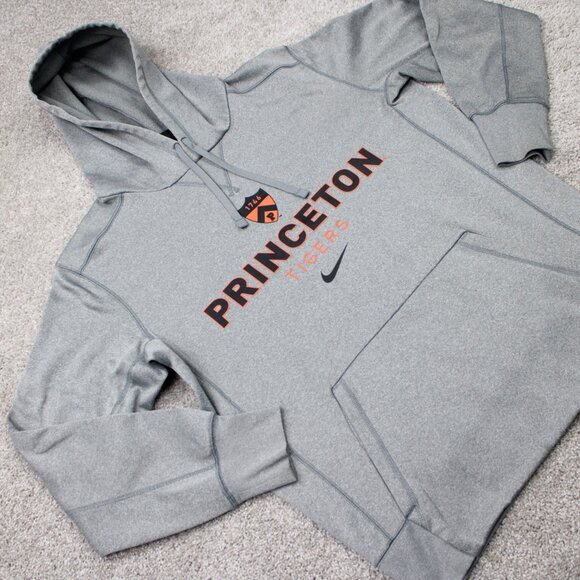 Nike Princeton Tigers Hoodie Men Medium Gray Dri-Fit Polyester Hooded Sweatshirt - Picture 6 of 13